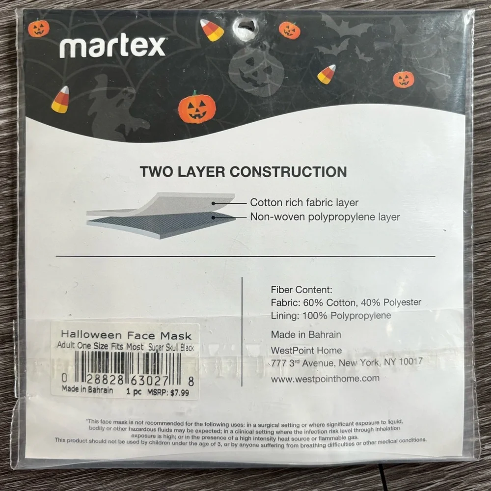 Martex Black Halloween Face Mask